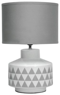 Wylie - Ceramic & Fabric - Table Lamp - White & Grey